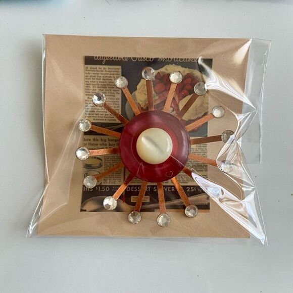Upcycled Atomic Starburst Refrigerator Magnet Buttons Rhinestones - Picture 4 of 4